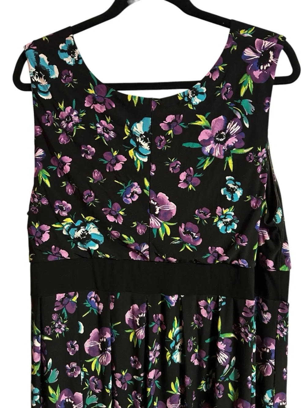 Women within Black Sleeveless Maxi Dress with Purple & Teal Floral Print - Picture 5 of 7